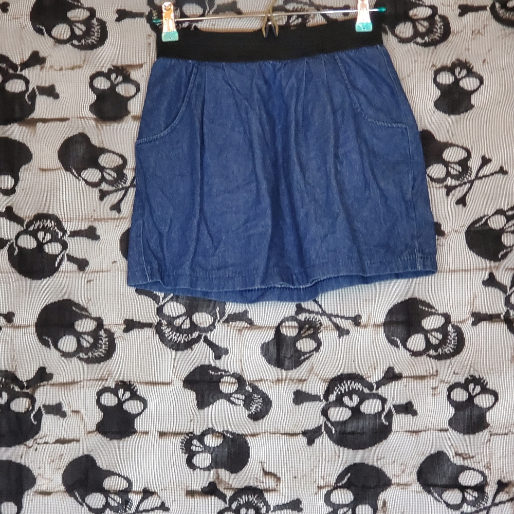 PREMIUM QUALITY ELASTIC WAIST JEAN FLARE SKIRT